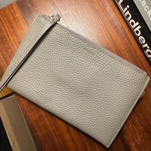 All Saints Gray Leather Clutch